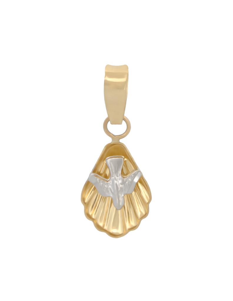 Medalla Espíritu Santo Concha 1.1 Cm Oro Sólido 10k