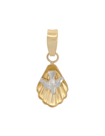 Medalla Espíritu Santo Concha 1.1 Cm Oro Sólido 10k