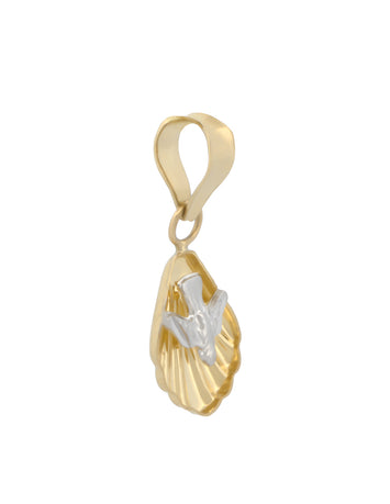 Medalla Espíritu Santo Concha 1.1 Cm Oro Sólido 10k