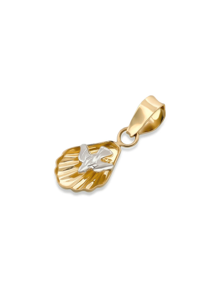 Medalla Espíritu Santo Concha 1.1 Cm Oro Sólido 10k