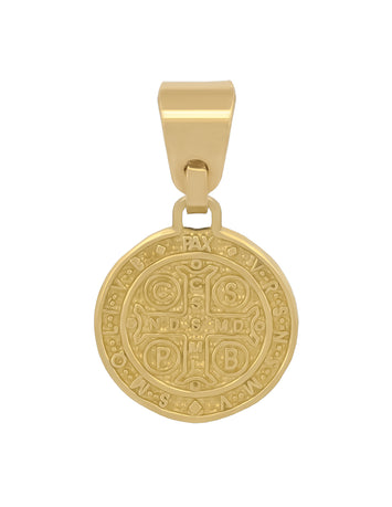 Medalla San Benito 1.1 Cm Bautizo Bebe Oro Sólido 10k