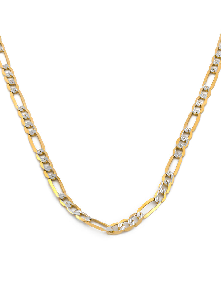 Cadena Figaro Diamantada 2.5 mm 60 Cm Oro Sólido 10k