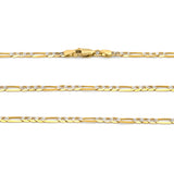 Cadena Figaro Diamantada 2.5 mm 55 Cm Oro Sólido 10k