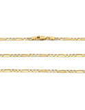 Cadena Figaro Diamantada 2.5 mm 60 Cm Oro Sólido 14k