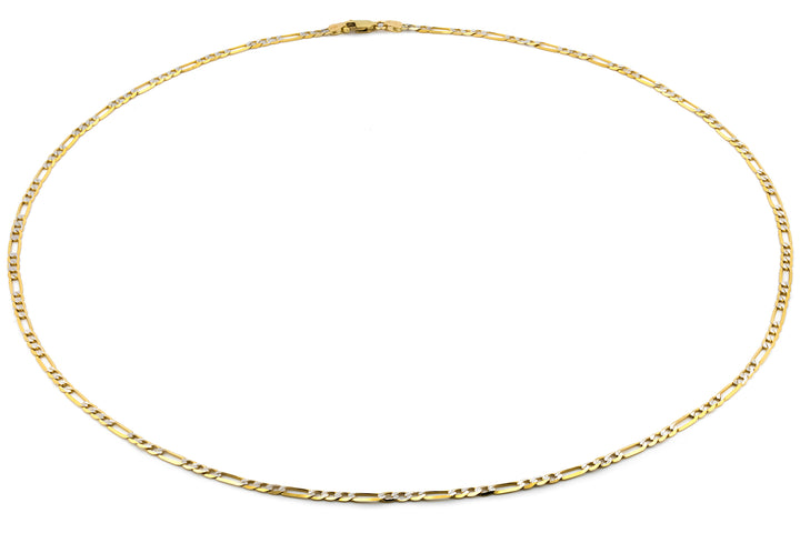 Cadena Figaro Diamantada 2 mm 60 Cm Oro Sólido 10k