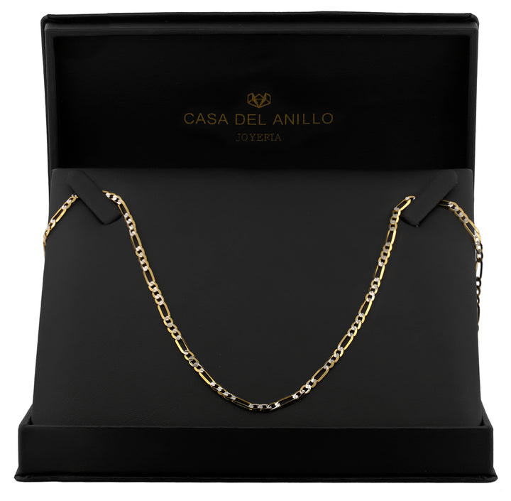 Cadena Figaro Diamantada 2.5 mm 60 Cm Oro Sólido 10k