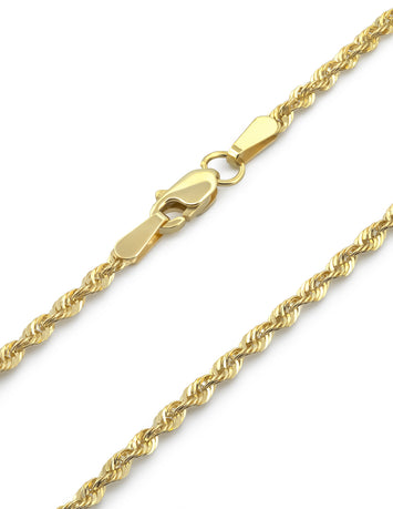 Cadena Torzal 2.5 mm Oro Sólido 10k 55 Cm