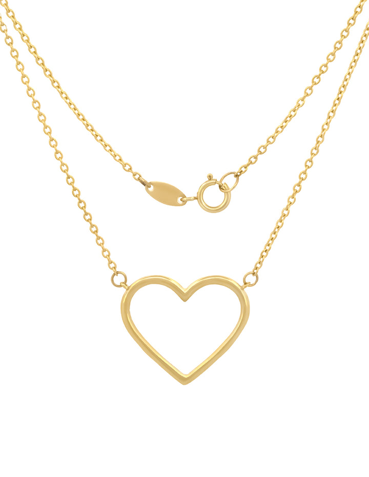 Gargantilla Dama Corazón Contorno Liso Oro Sólido 10k