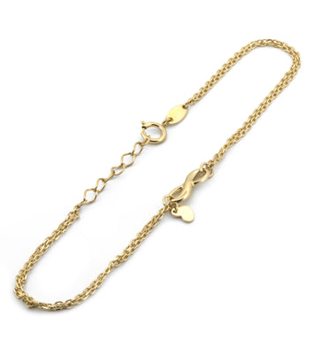 Pulsera Infinito 2 Cadenas Oro Sólido 10k