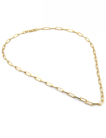 Bonita Cadena Gargantilla Clip 3 mm 55 cm Oro Sólido 14k