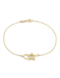 Pulsera Para Dama Estrella y Corazón Enlazados Oro Sólido 10k