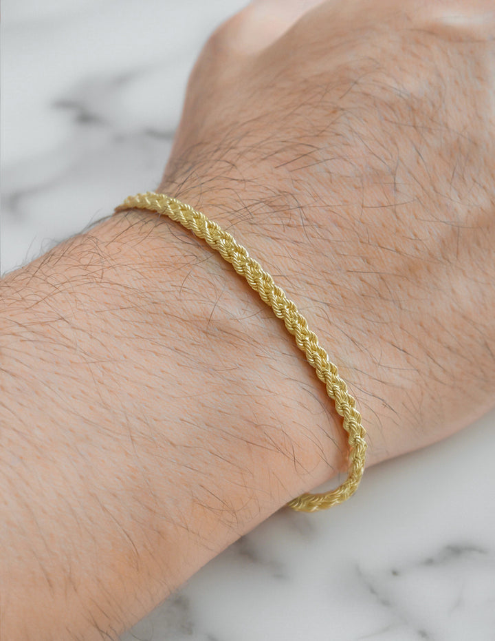 Pulso Trenzado 17 cm 3 mm Oro Sólido 14k