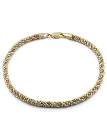 Pulso Torzal Puntos 2 Oros Sólido 14k