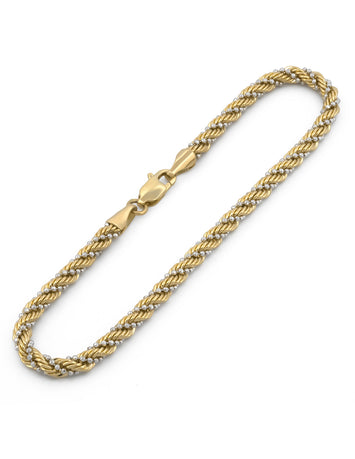 Pulso Torzal Puntos 2 Oros Sólido 14k