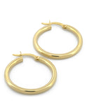 Arracadas Redondas 2.4 Cm 2 mm Oro Sólido 10k