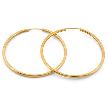 Arracadas Lisas Redondas 4.0 Cm Oro Sólido 14k