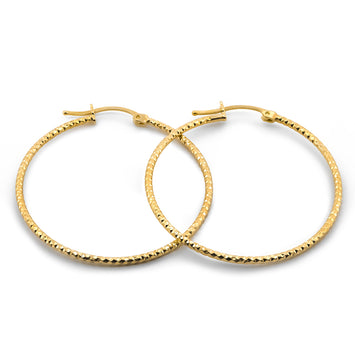 Arracadas Redondas Puntos Facetadas 3.8 Cm Oro Sólido 10k