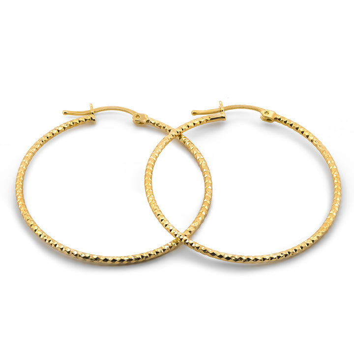 Arracadas Redondas Puntos Facetadas 3.8 Cm Oro Sólido 10k