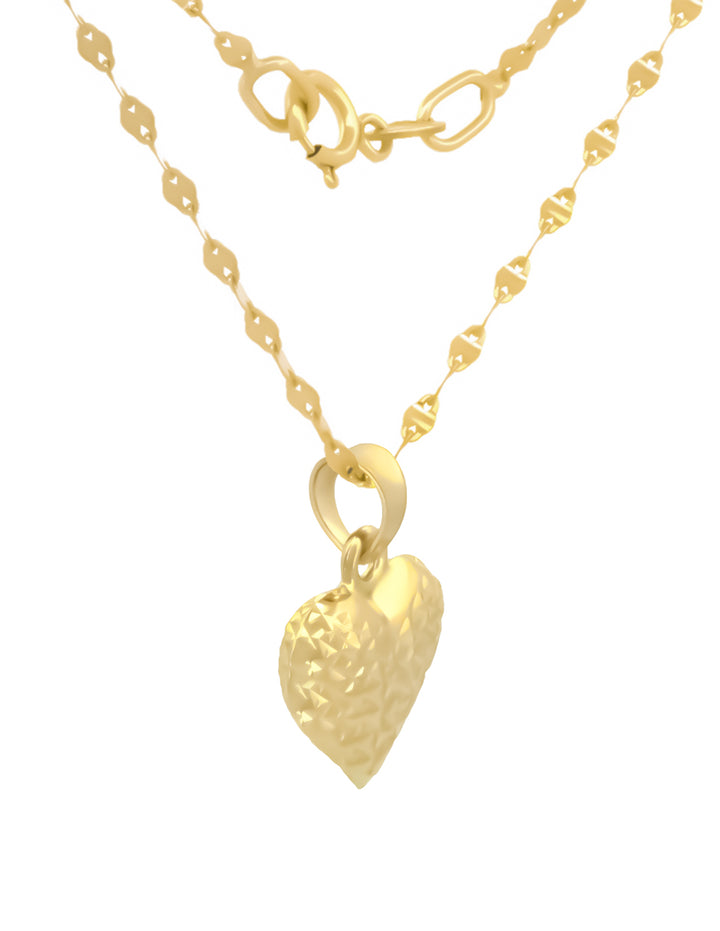 Cadena y Dije Corazon Facetado Oro Solido 10k