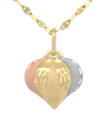 Cadena Gargantilla Corazon Mediano 2 Vistas Oro Amarillo Solido 14k