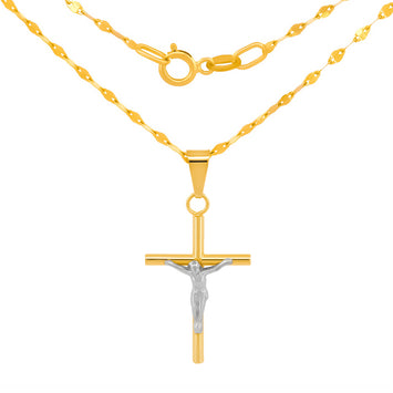 Cadena Dije Cristo 2.6 cm tubular 1.5 mm Oro Sólido 10k