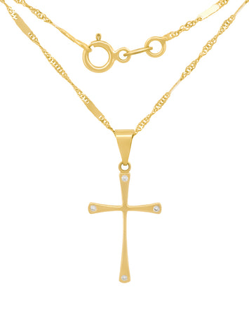 Cadena Y Dije Cruz Zirconias 2.1 cm Oro Sólido 10k