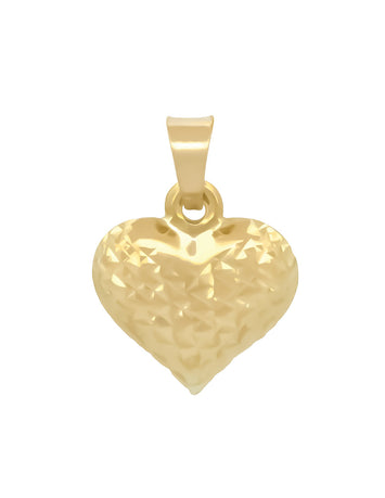 Dije Corazón Facetado Oro Amarillo Sólido 14k