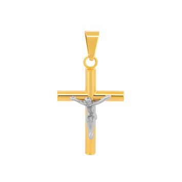 Dije Cristo Tubular 2.5 cm por 2.5 mm Oro Sólido 10k