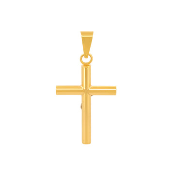 Dije Cristo Tubular 2.5 cm por 2.5 mm Oro Sólido 10k