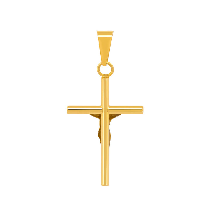 Dije Cristo Tubo Liso 3.0 cm Oro Sólido 10k