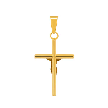 Dije Cruz Tubo Liso 2.6 cm Delgado Oro Sólido 10k