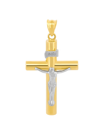 Dije Cristo Tubo 2.8 Cm Oro Sólido 14k
