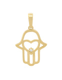 Dije Mano Fatima Corazón Oro Sólido 14k