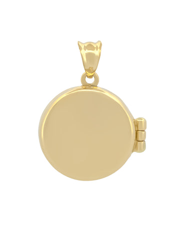 Dije Circular Relicario Liso  Oro Sólido 14k