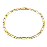 Pulsera Pulso Figaro 21 cm 3 mm Oro Sólido 14k