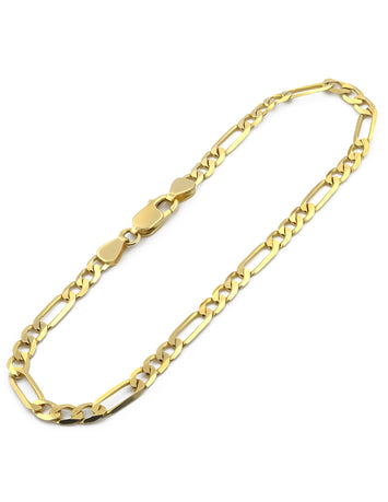 Pulsera Pulso Figaro 21 cm 3 mm Oro Sólido 14k