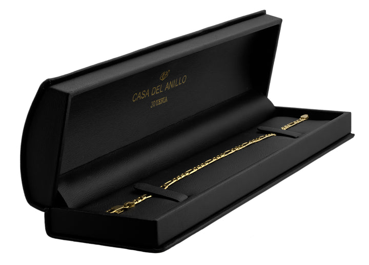 Pulsera Pulso Figaro 21 cm 3 mm Oro Sólido 14k