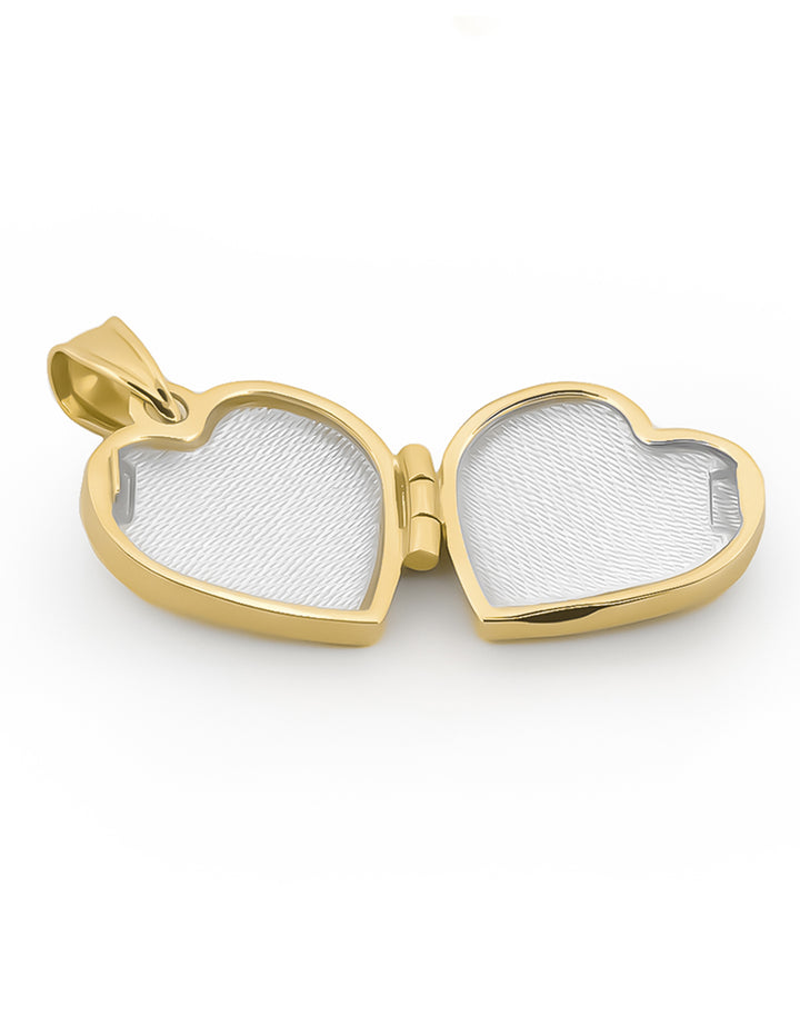 Dije Corazón Relicario Liso  Oro Sólido 10k