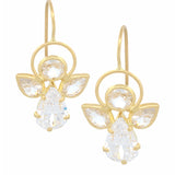 Aretes Angel Zirconias Oro Sólido 10k