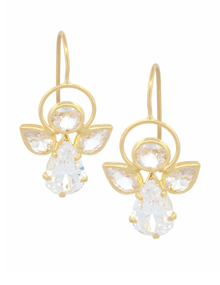 Aretes Angel Zirconias Oro Sólido 10k
