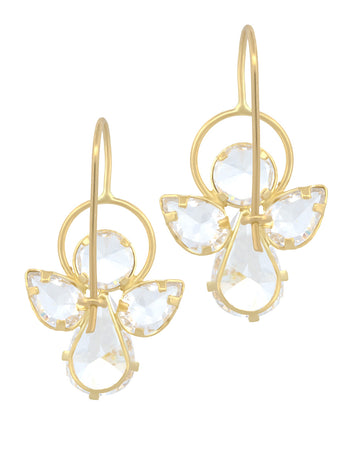 Aretes Angel Zirconias Oro Sólido 10k