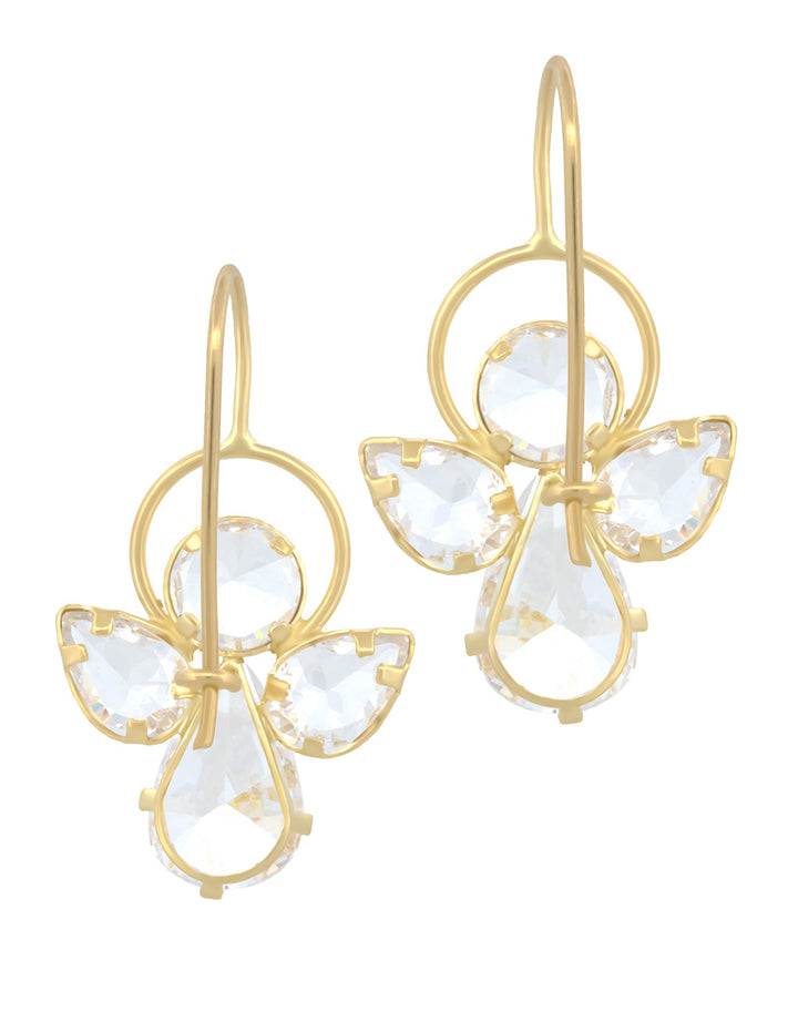 Aretes Angel Zirconias Oro Sólido 10k