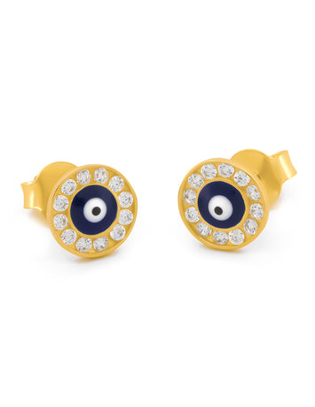 Aretes Ojito Turco 0.7 cm Oro Sólido 14k