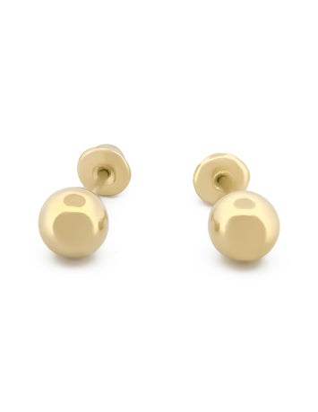 Arete Broquel De Bola 5mm Oro Sólido 10k