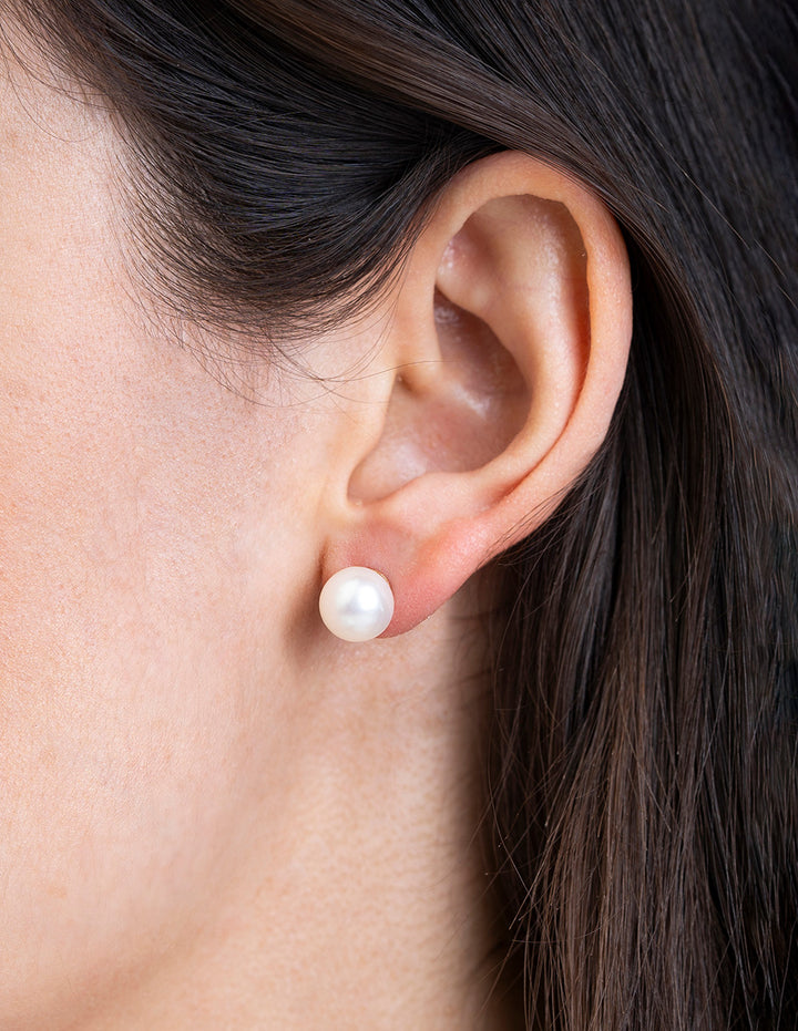 Aretes Perla Natural Para Dama Oro Sólido 14k