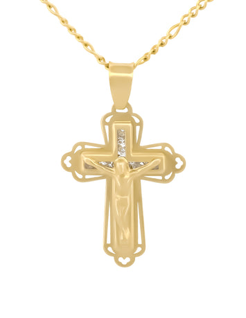 Preciosa Cadena Medalla Cruz Oro Solido 10k