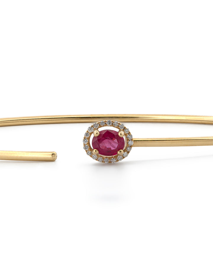 Pulsera Aro Rubí Diamantes Naturales Oro Sólido 18k