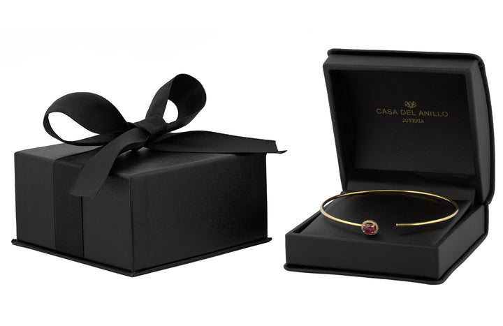 Pulsera Aro Rubí Diamantes Naturales Oro Sólido 18k