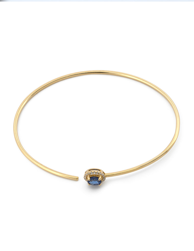 Pulsera Aro Zafiro Azul Diamantes Naturales Oro Sólido 18k