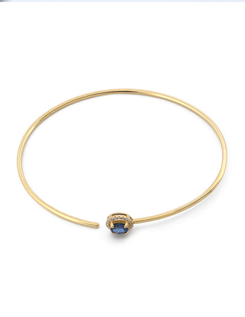 Pulsera Aro Zafiro Azul Diamantes Naturales Oro Sólido 18k